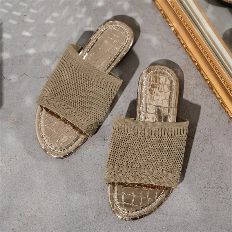 Women's Lightweight Knitted Flat Beach Slippers