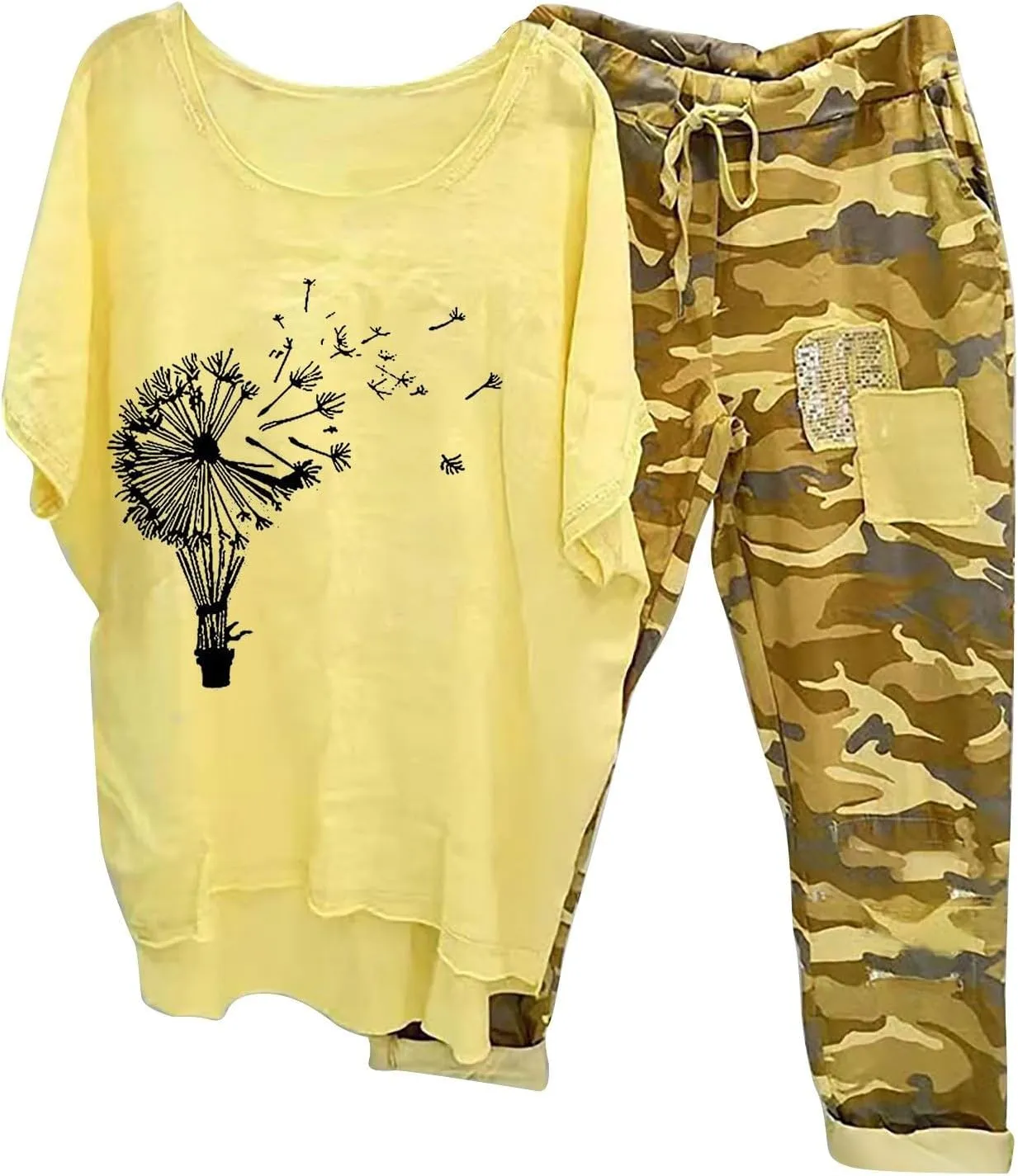 Womens Plus Size 2 Piece Travel Outfits 2024 Loose Cotton Linen Lounge Sets Summer Casual Jogger Sets Pants Suit