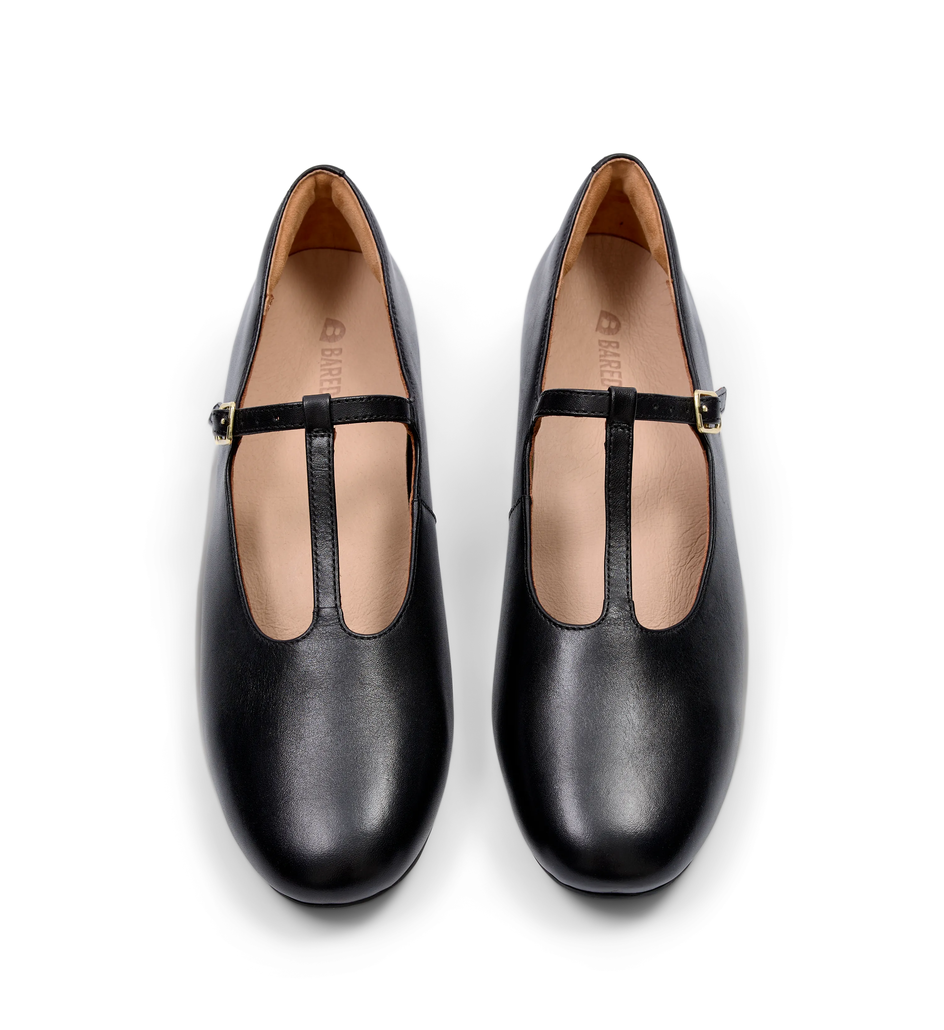 Woodhen Black Leather Ballet Flats
