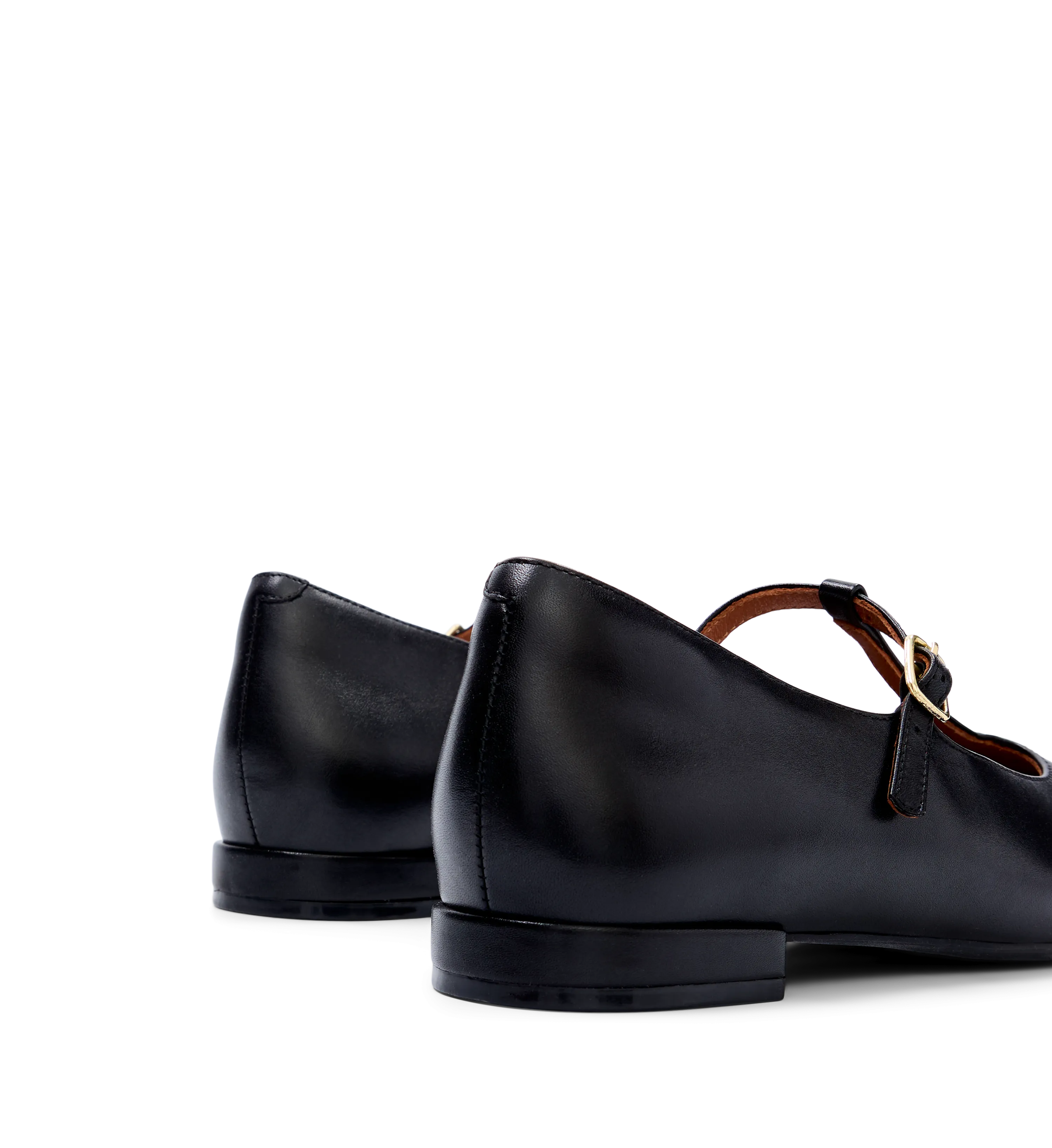 Woodhen Black Leather Ballet Flats