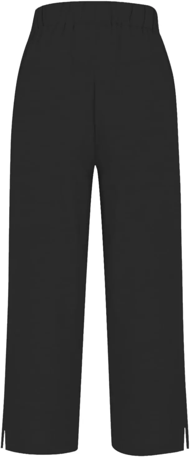 Workout Sets for Women Elastic Pants Long Drawstring Linen Women Waist Cotton Casual Slit Trouser Legs Pants Flowy Wide