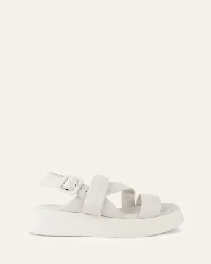 ZIA FLAT SANDALS WHITE LEATHER